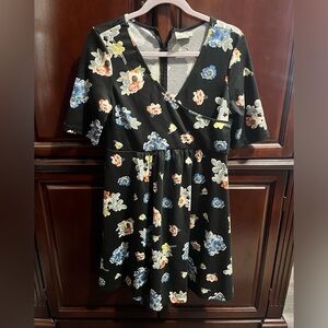 Polyester black and floral dress